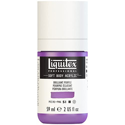 Liquitex Soft Body Acrylic Paint, 2-oz Bottle, Brilliant Purple | Low Viscosity, Highly Pigmented, Satin Finish, Retains Subtle Brush Strokes, Great Surface Coverage, Highly Versatile - color: Brilliant Purple, style: 2-oz Bottle