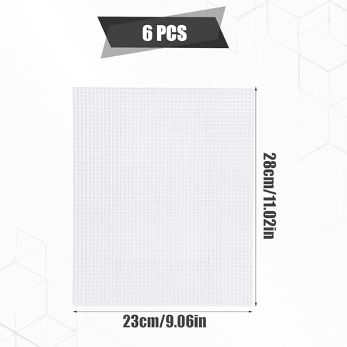 6pcs Plastic Mesh Canvas Sheets, 11.02x9.06in 5CT (Transparent) - color: Transparent