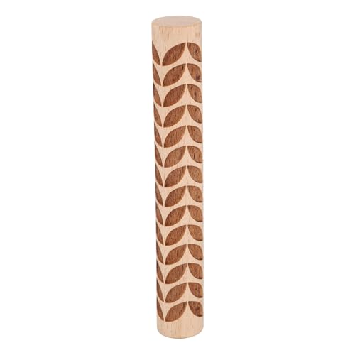 HARFINGTON Wood Clay Roller 4" Leaf Pattern Rolling Pins Wood Rollers Pottery Tools Wood Grain Texture Rollers for Clay Baking Dough Playdough DIY - style: Leaf