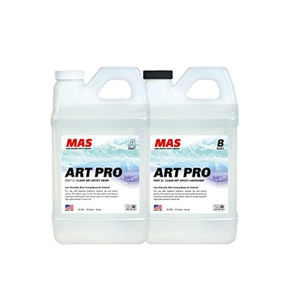 MAS Epoxies Art Pro UV Resistant Clear Epoxy Resin Kit, 1-Gallon | Zero VOCs, Self-Leveling, Ideal for Jewelry Making, Flower Preservation, Resin Crafts, Use With Pigment Powders, Alcohol Ink - size: 1 Gallon