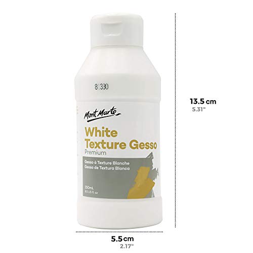Mont Marte Premium White Texture Gesso 8.45oz (250ml), Suitable for Acrylic Paint, Oil Paint, Color Pencils, Pastels, Graphite and Charcoal - size: 8.5 Fl Oz (Pack of 1)