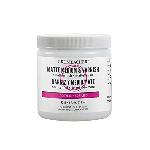 Grumbacher Artists' Acrylic Matte Medium and Varnish , 8 oz. Jar