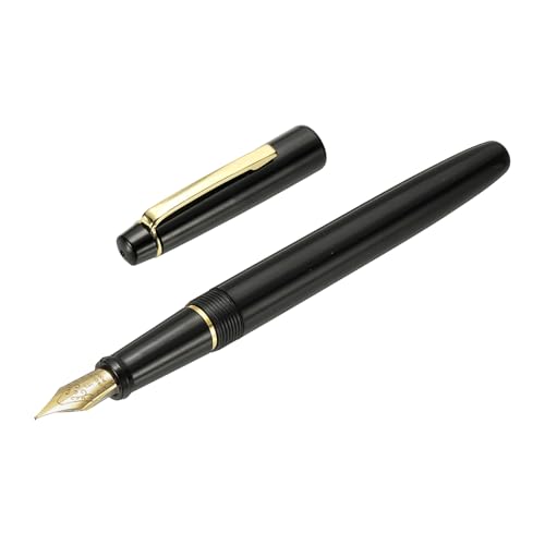 PATIKIL Fountain Pen Medium Nib, Fountain Pen Barrel Handcrafted Pen for Professional Office Journaling Gifts, Black - color: Black
