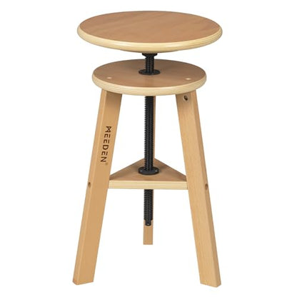 MEEDEN Artist Wooden Drafting Stool: Adjustable Height Art Stool for Studio | Up to 220 Lbs, German Beech Wood Drafting Chair, Perfect for Artists Studio, Home Use, Kitchen, Bar Stool, Natural - color: Natural