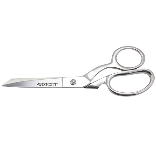 Westcott 8-Inch Forged Heavy Duty Bent Fabric Scissors, Precision-Ground Knife-Edge Blades for Seamless Cutting, Perfect for Sewing, Crafts, and Office - size: 8-Inch Bent