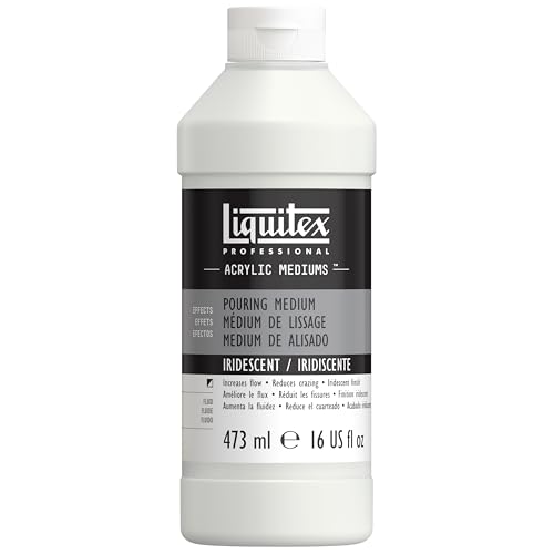 Liquitex Professional Effects Medium, 16-oz, Iridescent Pouring Medium | Prepare Color for Iridescent Shimmer Finish, Lowers Viscosity; Mix with Any Acrylic Paint, Resistant to Aging, Non-Yellowing - color: Iridescent, style: 16-oz