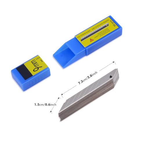 FOSHIO 60 Degree Snap Off Universal Art Knife Replacement Blades, High Hardness Carbon Steel Material, Auto Vinyl Wrap Office Cutter Craft Knife Sharp Blades, Pack of 100 - color: Blue - 60 Degree Blades