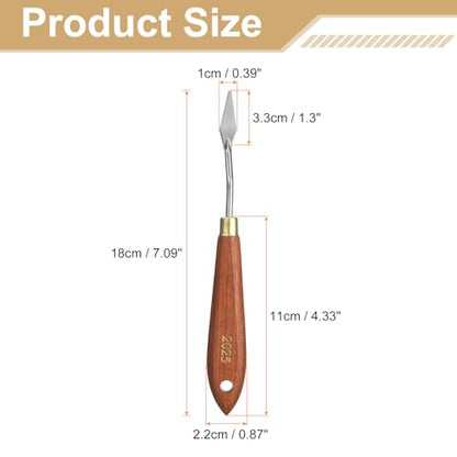 HARFINGTON 2pcs Palette Knife Painting Tool 1.18" x 0.39" Stainless Steel Teardrop Blade 7.09" Length Spatula Painting Pallet Knives with Hole Beech Wood Handle for Acrylic Canvas, Red/Silver - size: 7.09" x 0.39" x 1.18"