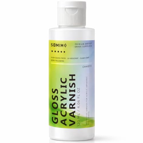 4.06fl oz High Gloss Varnish Clear Paint Sealer for Acrylic Painting | Non-Yellowing Artist Protective Finish on Canvas, Wood, Ceramic - style: Gloss