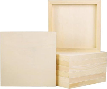 ADXCO 8 Pack Wood Panels 8 x 8 Inch Unfinished Wood Canvas Wooden Panel Boards for Painting, Pouring, Arts Use with Oils, Acrylics