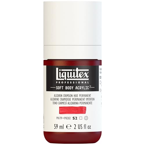 Liquitex Soft Body Acrylic Paint, 2-oz Bottle, Alizarin Crimson Permanent | Low Viscosity, Highly Pigmented, Satin Finish, Retains Subtle Brush Strokes, Great Surface Coverage, Highly Versatile - color: Alizarin Crimson Hue Permanent, style: 2-oz Bottle