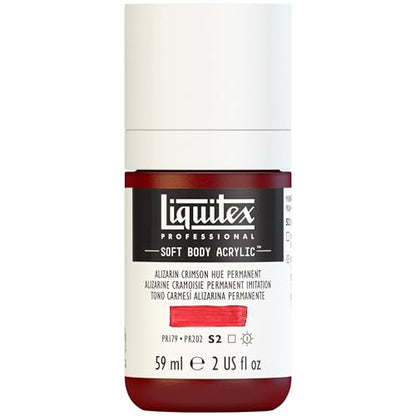 Liquitex Soft Body Acrylic Paint, 2-oz Bottle, Alizarin Crimson Permanent | Low Viscosity, Highly Pigmented, Satin Finish, Retains Subtle Brush Strokes, Great Surface Coverage, Highly Versatile - color: Alizarin Crimson Hue Permanent, style: 2-oz Bottle
