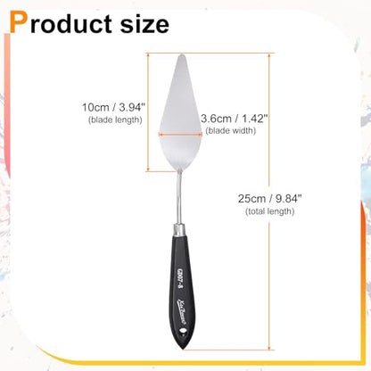 HARFINGTON Palette Knife Painting Tool 9.84" Stainless Steel Pointed Blade Spatula Painting Pallet Knife with Hole Design Beech Wood Handle for Oil Acrylic Canvas, Black/Silver - size: 9.84" x 3.94" x 1.42"