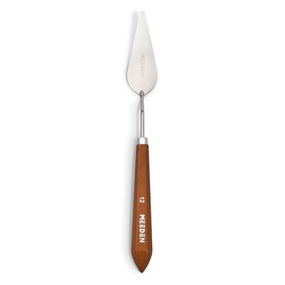 MEEDEN Artist Mixing Palette Knife: 9.92" Flexible Stainless Steel Art Scraper Knife with Wooden Handle - Oil Painting Accessories for Acrylic Gouache, Canvas, #12 - style: #12