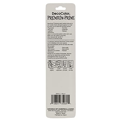 Uchida of America 350-CSLV DecoColor Premium 3 Way Chisel Point Pen, Silver - size: 1 Count (Pack of 1)