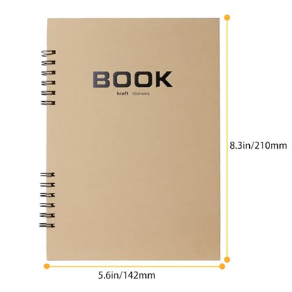 SuyuanArt A5 Toned Tan Sketch Pad, 5.5" x 8.5" (2 Pack, 100 Sheets) Spiral Bound Mixed Media Sketch Book for Drawing, Doodling, Sketching & Painting - Artist Paper for Charcoal, Pencil, Pen - color: A5 Toned Tan Sketch Pad,2 Pack