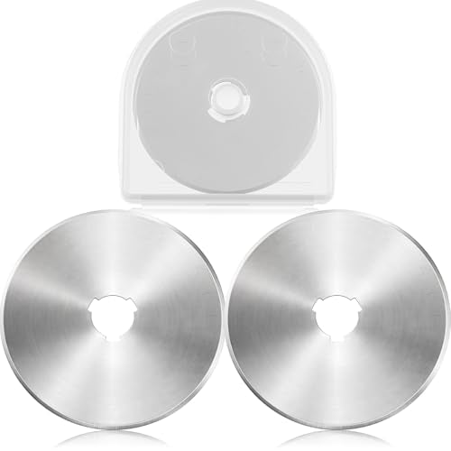 Mudder 2 Pieces Perforating Rotary Cutter Blades Stitch Rotary Replacement Blades with Plastic Box for Crochet Cutting Crafting Sewing Leather Paper Cardstock (Sliver,45mm,Roller) - color: Sliver, size: 45mm, style: Roller