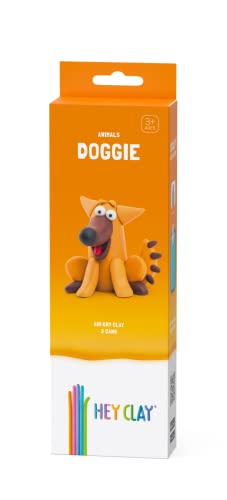 Hey Clay Animals - Claymate Doggie - Colorful Modeling Air Dry Clay for Kids - Air Dry Clay Kit 3 Cans with Fun Interactive App - color: Doggie