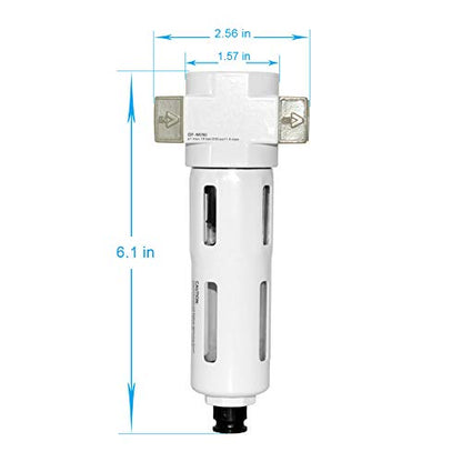 Beduan 3/8" Air in-line Compressed Particulate Filter,Moisture Water Trap Filter With Visible Bowl,Semi-Auto Drain(MINI) - size: 3/8"