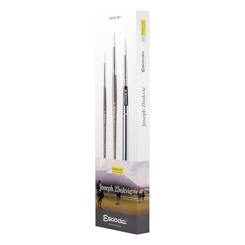 Escoda | Watercolour | Artist Set Joseph Zbukvic 1 | Size 8,10,12 | 3 Brushes | Synthetic White Toray | Round Pointed - color: Joseph Zbukvic 1, size: Artist Set