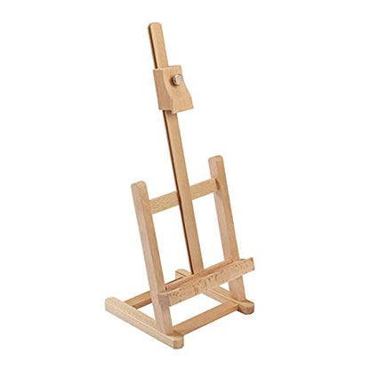 KINGART 16" Mini Tabletop Wooden H-Frame Studio Easel - Artists Adjustable Beechwood Painting and Display Easel, Holds Up to 12" Canvas - Portable Sturdy Table Desktop Artwork Holder Stand
