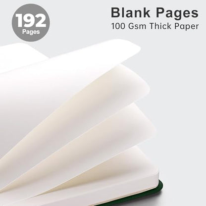 AHGXG Blank Journal Notebook, 192 Pages, A5 Medium Size (5.7'' x 8.3'') - color: Dark Green, style: Unlined