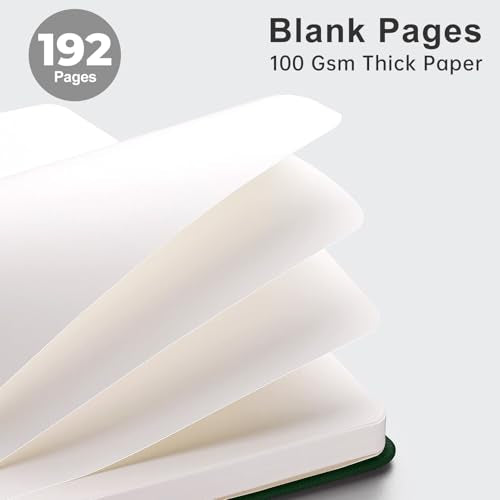 AHGXG Blank Journal Notebook, 192 Pages, A5 Medium Size (5.7'' x 8.3'') - color: Dark Green, style: Unlined