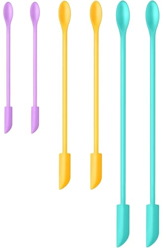 Silicone Spatula Set 6Pcs, Mini Jar Scraper for Makeup & Food | Mini spatulas reach every last drop in jars and bottles, reducing waste for food, cosmetics and personal care products. - color: Color #2