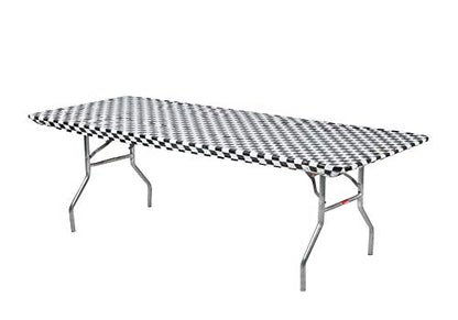 6' Rectangle Plastic Table Covers 30" x 72", Bundle of 5 (Black & White Check) - color: Black & White Check