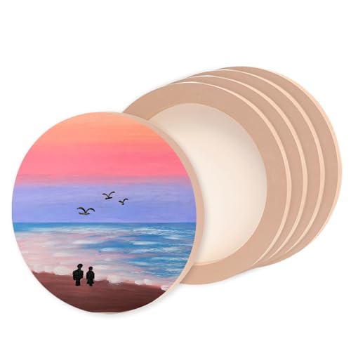 5 Pack 8x8 Inch Round Unfinished Wood Panel Boards for DIY Painting Crafts | Blank Wood Canvas Frames for Oil Paint Pouring & Valentine Halloween Xmas Decor - size: Round 8"×8" 5 Pack