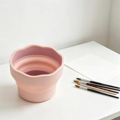 2Pcs Painting Water Cup, Silicone Collapsible Paint Brush Water Cup, 3.81x3.81in Collapsible Brush Washer Cups, Portable Painting Pen Washing Bucket for Cleaning Brushes