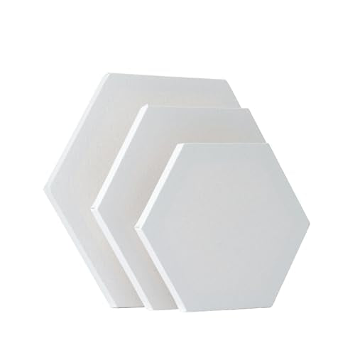 TRANSON 3 Sizes Hexagon Shaped Stretched Canvas Primed Ready for Painting - size: Hexagon 3PCS