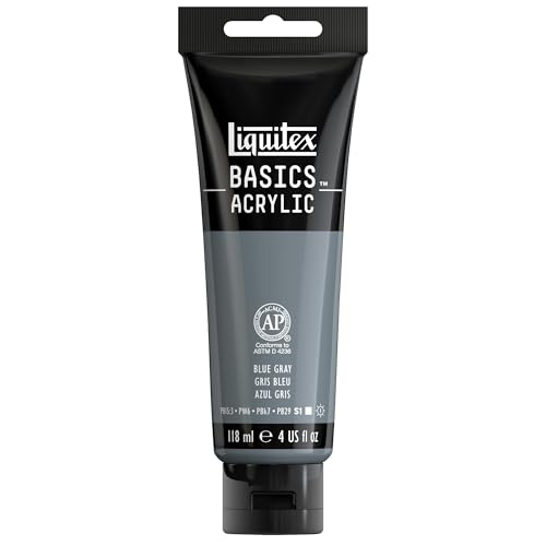Liquitex BASICS Acrylic Paint, 4-oz Tube, Blue Gray | Medium Viscosity, Satin Finish, Lightfast, Fine Art Pigments, Range of Opacities, Easy Blending - color: Blue Gray, size: 4 Fl Oz (Pack of 1)