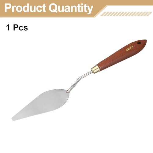 HARFINGTON Palette Knife Painting Tool 3.94" x 1.42" Stainless Steel Teardrop Blade 10.24" Length Spatula Painting Pallet Knives with Hole Beech Wood Handle for Oil Acrylic Canvas, Red/Silver - size: 10.24" x 1.42" x 3.94"