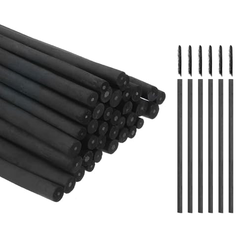 MECCANIXITY 50Pcs Willow Charcoal Sticks, 2-4mm Willow Charcoal Pencils Soft Sketch Vine Art Supplies Set for Drawing Sketching Shading Painting Artists Beginners