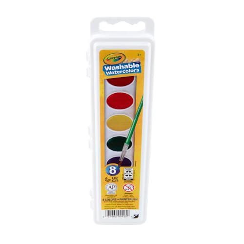 Crayola Washable Watercolors, Kids Paint Set, 8ct