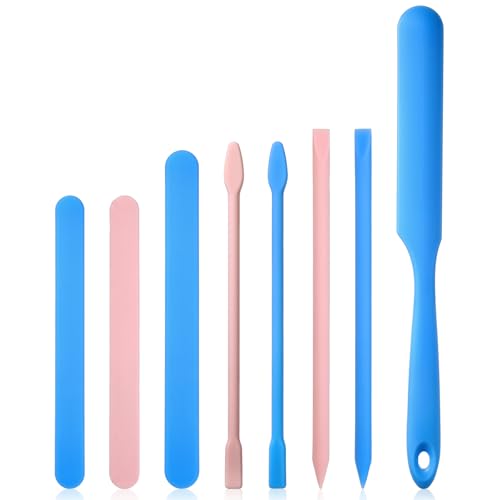 8 Pcs Reusable Wax Sticks, Reusable Epoxy Paint Mixing Sticks, Colored Silicone Wax Stick, Waxs Spatula for Resin Mixing, Paint, Liquid, Facial Mask Stirring Rods