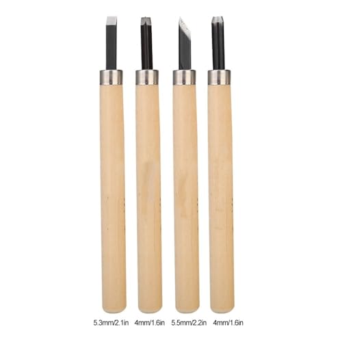 4-Piece Wood Carving Knife Set for Rubber Stamps, #1 | Steel Blades, Smooth Wooden Handles, Model 1 Sizes, 1.5 Mm Flat Round Corner, 2 Mm Oblique, Craft Projects - size: #3