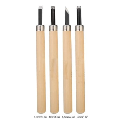 4-Piece Wood Carving Knife Set for Rubber Stamps, #1 | Steel Blades, Smooth Wooden Handles, Model 1 Sizes, 1.5 Mm Flat Round Corner, 2 Mm Oblique, Craft Projects - size: #3