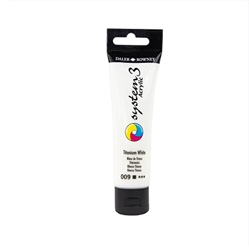 Daler Rowney System3 Titanium White 59ml Acrylic Paint Tube - Acrylic Painting Supplies for Artists and Students - Artist Paint for Murals Canvas and More - High Quality Art Paint for All Skill Sets