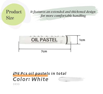 Soft Oil Pastels, 24 Pcs Vibrant Creamy White Pastels Stick Crayons Replenish Art Supplies for Blending Painting Drawing Graffiti - color: White