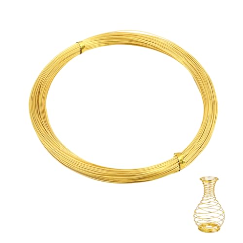 22 Gauge Aluminum Craft Wire, 164FT 0.6mm Gold Bendable Wire | Anodized Jewelry Wire for Crafts, Jewelry Making, Floral Arranging, Sculpting, Armature, Bonsai, Wire Wrapping, Lightweight - size: 22, style: Gold