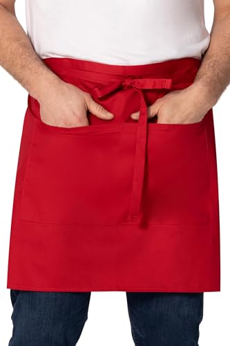 Chef Works Unisex Half Bistro Server Apron - color: Red