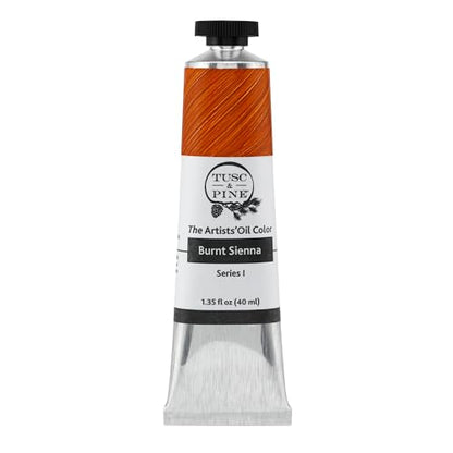 Tusc & Pine Artist Oil Paint - Burnt Sienna, 40 ml, Non-Yellowing, Rich & Creamy Consistency, Maximum Pigment Load, Small Batch Milled Oil Paints Made in the USA - color: Burnt Sienna, size: 1.35 Fl Oz (Pack of 1)