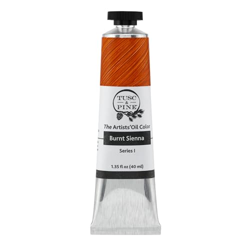 Tusc & Pine Artist Oil Paint - Burnt Sienna, 40 ml, Non-Yellowing, Rich & Creamy Consistency, Maximum Pigment Load, Small Batch Milled Oil Paints Made in the USA - color: Burnt Sienna, size: 1.35 Fl Oz (Pack of 1)