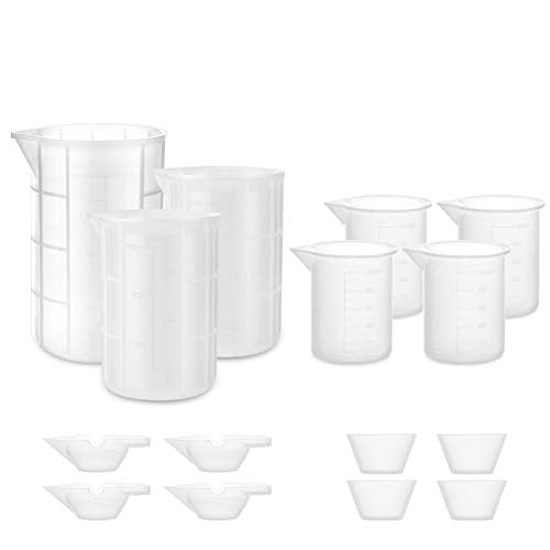 15PCS Silicone Measuring Cups Set, Mixing Cups for Epoxy, Resin Arts, Glue, Jewelry Casting Molds, Acrylic Paint Pouring, Cup Making, Waxing, Crafts, 5 Kinds Capacity(700/300/100/20/15ml) - size: X Large-700ml, 300ml, 100ml, 20ml, 15ml