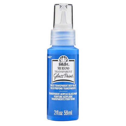 FolkArt Murano Transparent Acrylic Glass Paint, Deep Blue, Perfect for Indoor and Outdoor Arts and Crafts Projects, 2 fl oz, 36532 - color: Transparent Deep Blue, style: Transparent