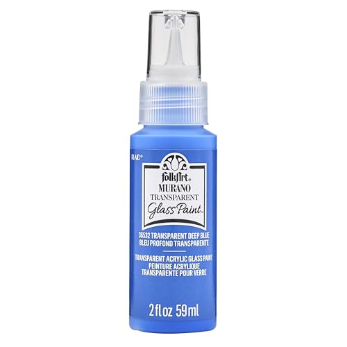 FolkArt Murano Transparent Acrylic Glass Paint, Deep Blue, Perfect for Indoor and Outdoor Arts and Crafts Projects, 2 fl oz, 36532 - color: Transparent Deep Blue, style: Transparent