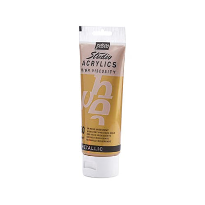 Pebeo - Acrylic Fine Studio Acrylics - Precious Gold - Precious Gold 100ml/3.38oz - color: Iridescent Rich Gold, size: 3.38 Ounce (Pack of 1), style: Acrylics Color