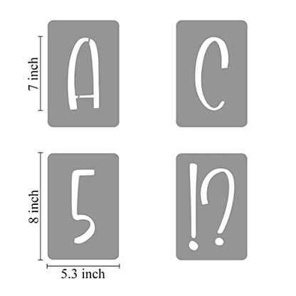 7 Inch Alphabet Letter Stencils for Painting - 42 Pack Letter and Number Stencil Templates with Signs for Painting on Wood, Reusable Letters and Numbers Stencils for Chalkboard Wood Signs & Wall Art - size: 7 Inch